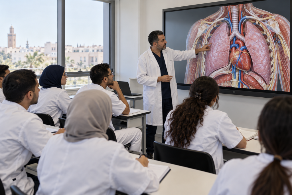 Cours d'anatomie en école infirmière à l'Institut Paramedicalis